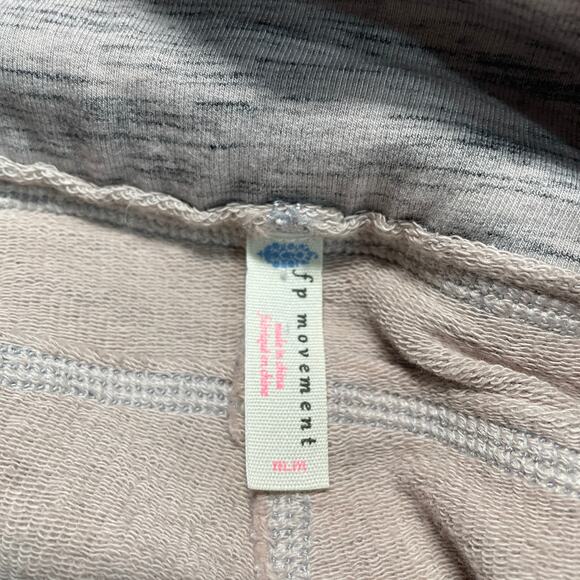 Free People Movement Hybrid Leggings Medium Grey Pink Spacedye Raw Hem Soft Cozy - Picture 3 of 11